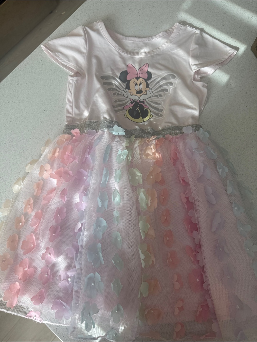 Disney Pink Pastel Floral Tulle Minnie Mouse Dress